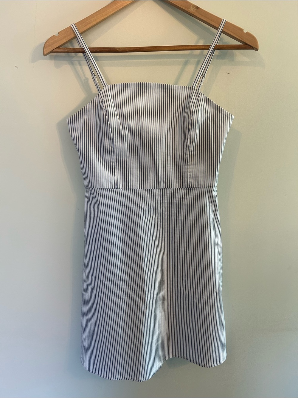 Urban Outfitters Kimchi Blue Pinstripe Square Neck Mini Dress Coastal Nautical - Picture 6 of 10